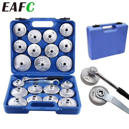 EAFC 23 Pcs/Set Car Oil Filter Cap Removal Wrench Socket Set 1/2" 12.5mm Ratchet Spanner Car Hand With Case Auto Remover Tool