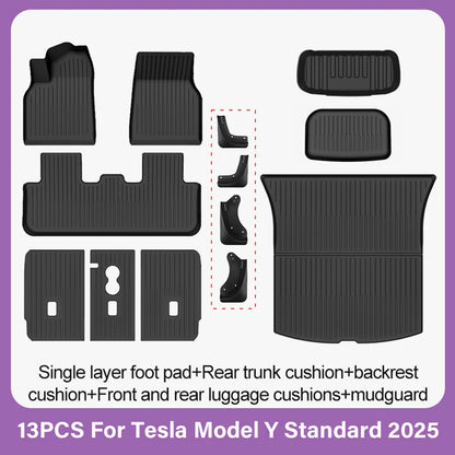 TPE Car Floor Mats for New Tesla Model Y Standard 2025+ Waterproof Cargo Liner Non-Slip Trunk Mats Foot Pads Luggage Mat ModelY