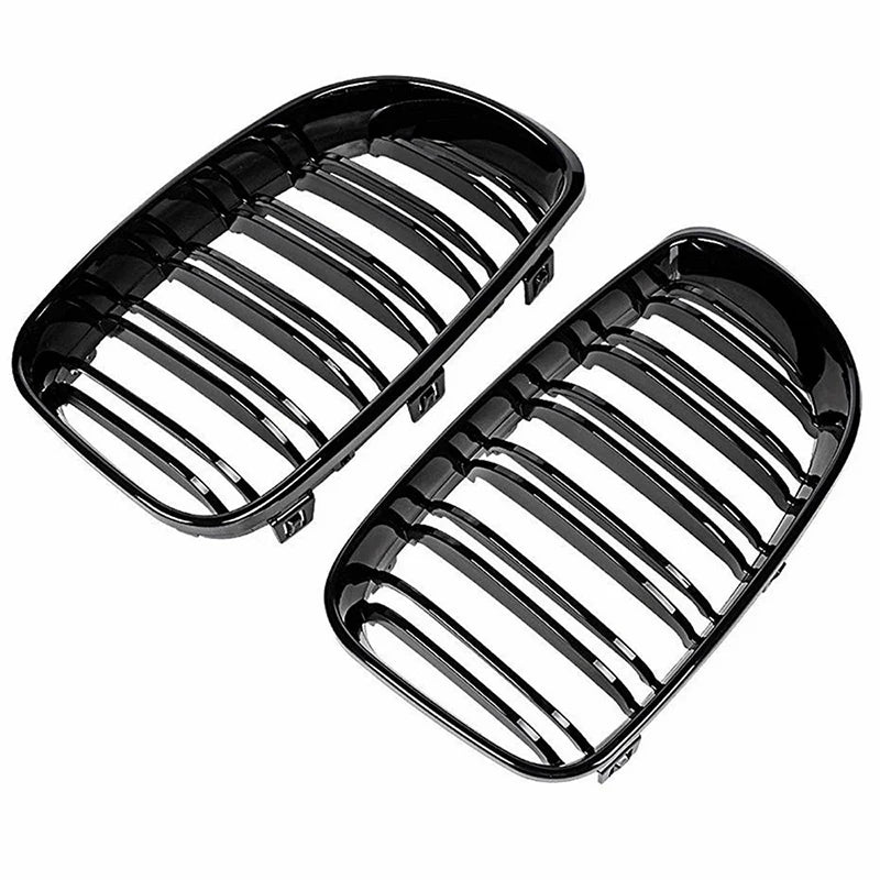 Suitable for BMW E81 E87 2008-2011 Front Bumper Double Kidney Grille, Racing Style Grille, Bright Black Car Replacement Parts