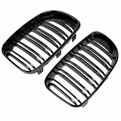Suitable for BMW E81 E87 2008-2011 Front Bumper Double Kidney Grille, Racing Style Grille, Bright Black Car Replacement Parts