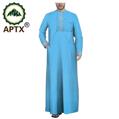 Muslim Jubba for Men Quality Thobe Tailor Made Single Breasted Loose Casual Style Long Robe for Event Wedding TA2014001