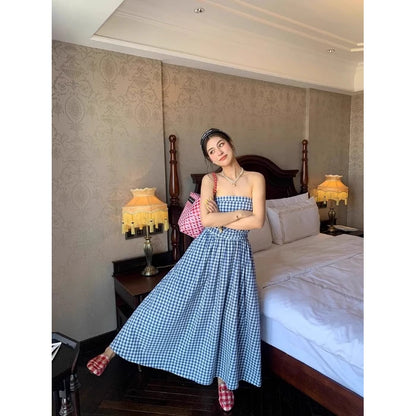 Thai Vacation Style Off-Shoulder Wrap Dress Women's Summer Design Sensation Waist-Cinching Tube Top Long Dress