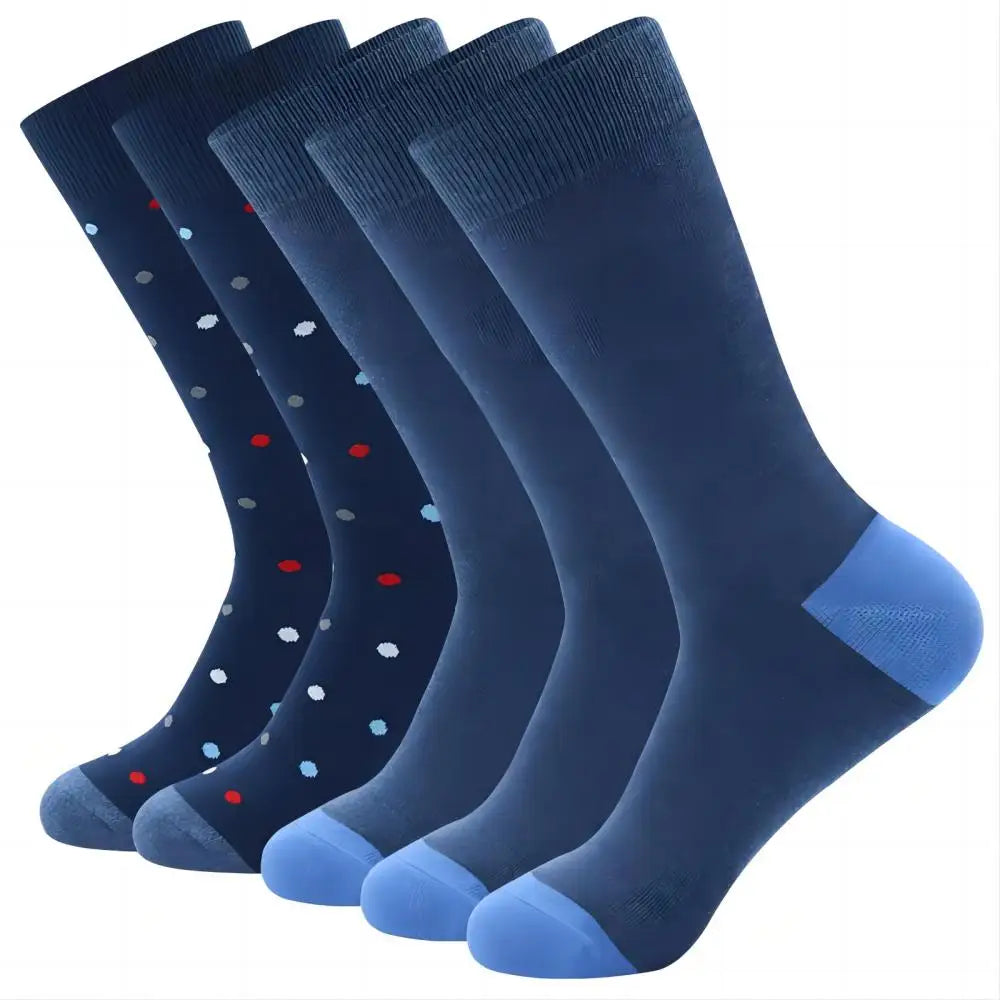 5Pairs Mens Fun Dress Socks, Pattern Funny Socks Pack, Colorful Striped Combed Cotton Novelty Socks，Cool Breathable Casual Socks