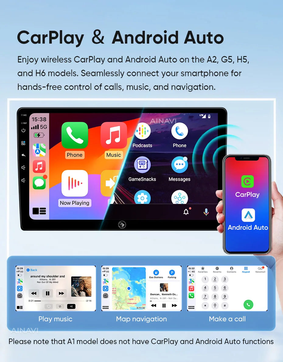 Ainavi Car Radio for Renault Clio 3 2005-2014 Wireless CarPlay Android Auto 4G Multimedia Player Navigation GPS 2din Autoradio
