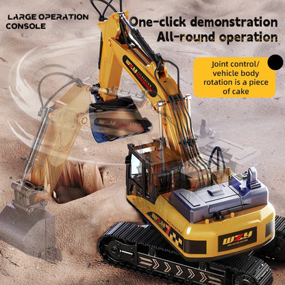 RC Excavator Truck Alloy 12/13/15CH  Engineering Vehicle Sound Spray Lighting 680 Rotation Car Kids Toys for Boys Christmas Gift