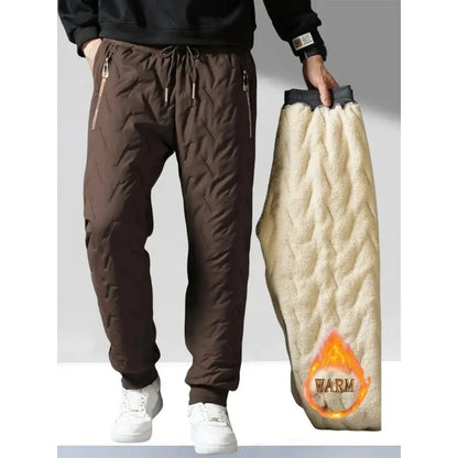 UETEEY Winter Thermal Fleece Pants Men Plush Lambswool Thicken Warm Waterproof Trousers Man Casual Windproof Joggers Sweatpants