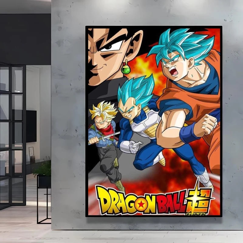 Dragon Ball Poster Super Saiyan Wall Art Goku Themed Painting Vivid Battle Design Durable Canvas Perfect for Anime Room Decor