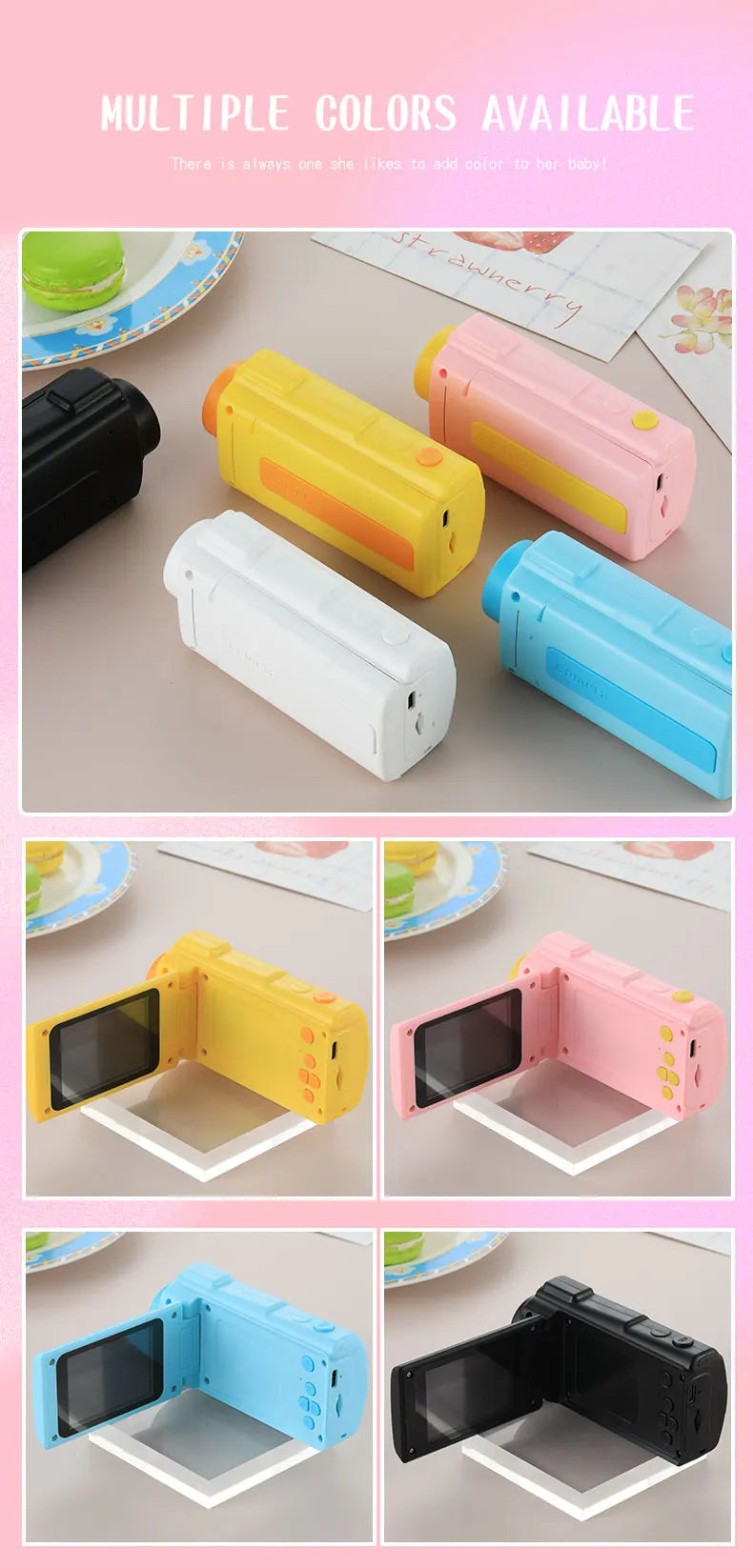 Kids Video Camcorder 1080P 20 MP High Resolution Portable Mini Digital Camera with 2.4 Inch Large Display Screen Birthday Gifts