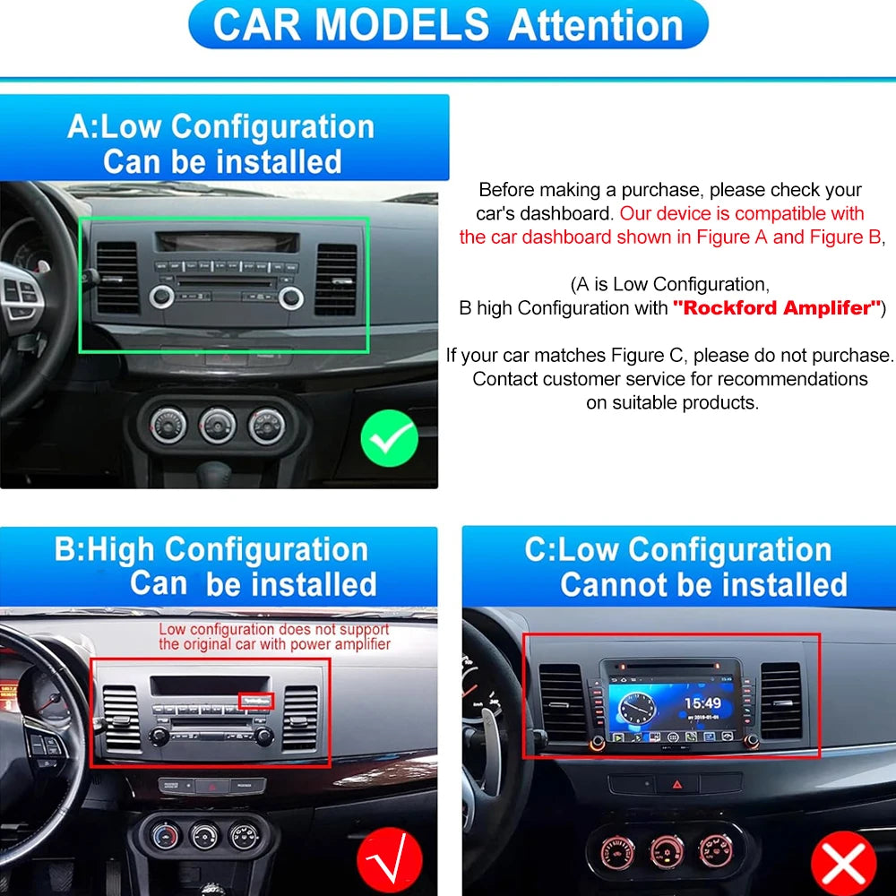 JIUYIN 10.1" Android 15 Car Radio For Mitsubishi Lancer 2007 - 2017 CarPlay Android Auto GPS 4G Multimedia Stereo Navigation