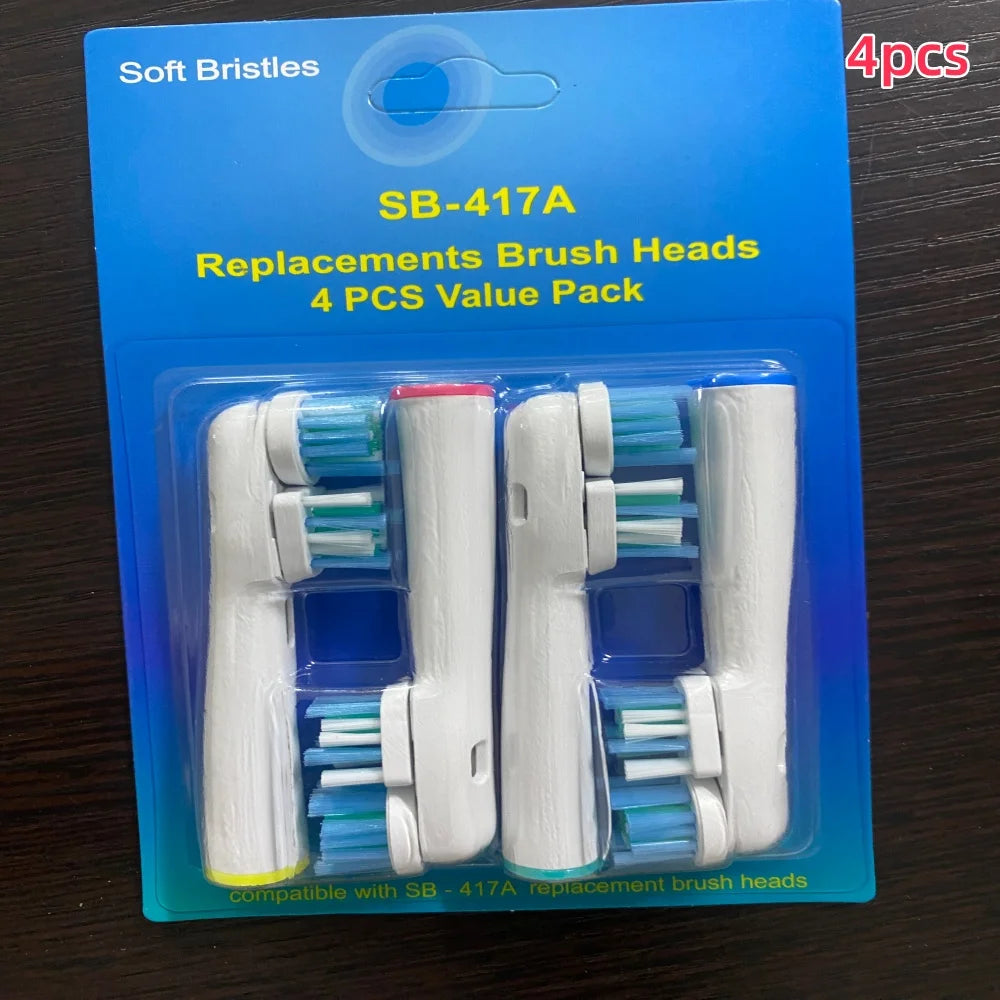 4-24pcs Dual Clean Replacement Brush Head Compatible with OralB Electric Toothbrushes Fit 100 500 1000 2000 3000 5000 6000 7000