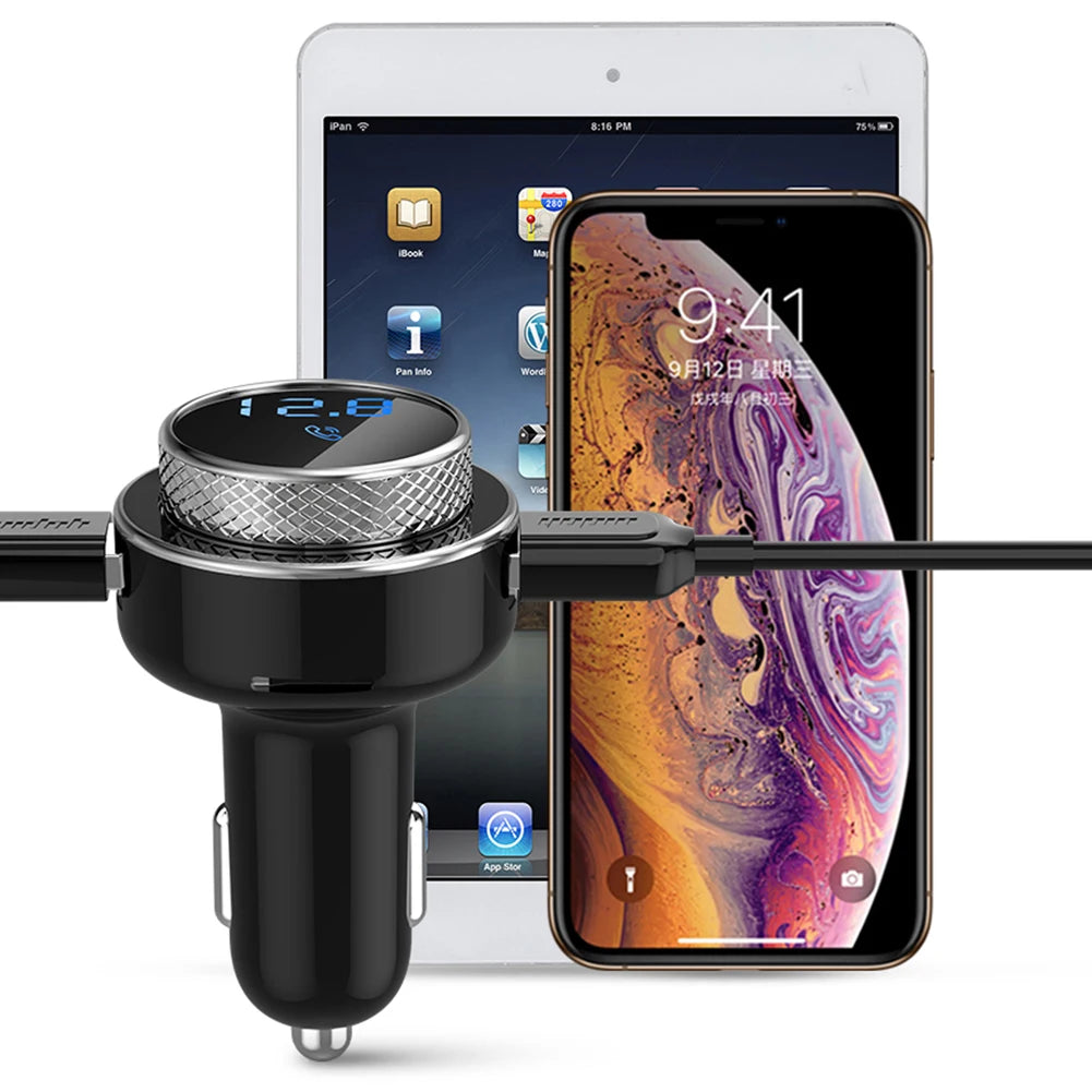 Car Kit FM Transmitter Hands Free QC3.0 USB Charger MP3 Player Bluetooth-compatible for Outdoor Parts Personal Car Accessories