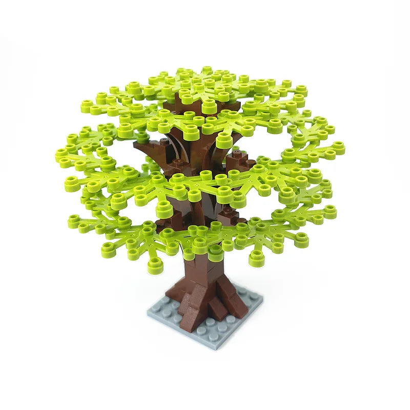 MOC Plant & Tree Parts: Green Grass, Pine Trees, Leaf Flowers & City Building Bricks Accessories - Assemble Blocks Kit