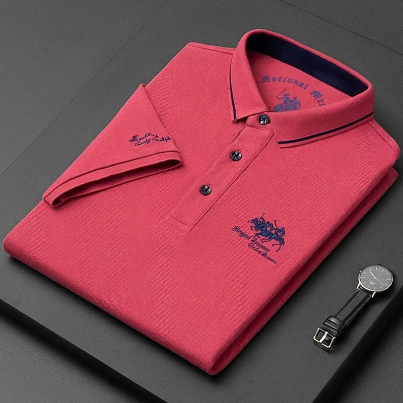 Quality Man Short-Sleeved Polo Shirt Lapel Button Embroidery British Style Summer New Golf T-Shirt Business Casual Men'sClothing