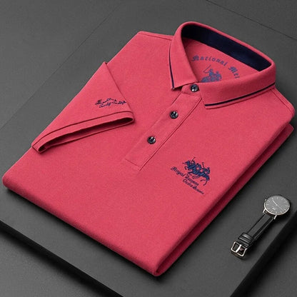 Quality Man Short-Sleeved Polo Shirt Lapel Button Embroidery British Style Summer New Golf T-Shirt Business Casual Men'sClothing