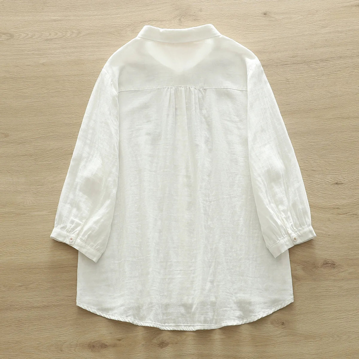 Women's blouses trend 2026 loose cotton yarn white cartoon girl embroider shirts and blouses Japan style 3/4 sleeves top