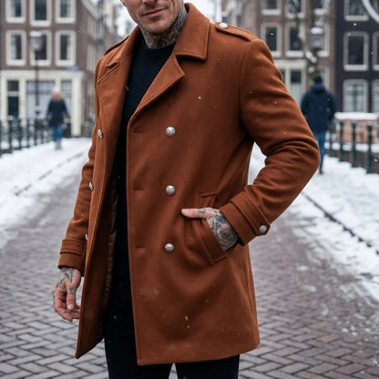 Winter Men's Double-Breasted Trench Coat | Warm & Windproof Overknee-Length Jacket | Casual to Business Streetwear Long Coat