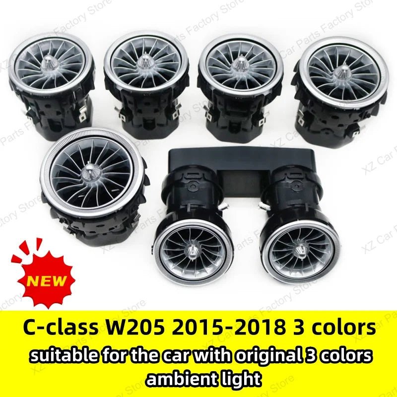 For Mercedes Benz C-class W205 Air Vent 3/64 Color Front and Rear Air Vent Ambient Light Turbine Nozzle Original APP Control