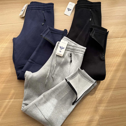 Men's Winter Thickened Fleece Lined Relaxed Fit Straight Leg Zipper Pants Casual Fashion Urban Style Youth Autumn Winter Trou...