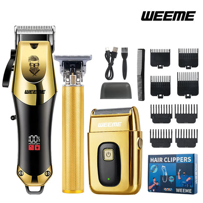 USB Rechargeable Men's Hair, 3-piece oil head and electric Trimmer, suitable for home use shaved hair salon boyfriend gifts