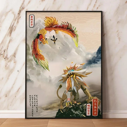 Classic Canvas Hd Prints Poster Pokemon Charizard Blastoise Cartoon Character High Quality Home Living Room Mural Decorative