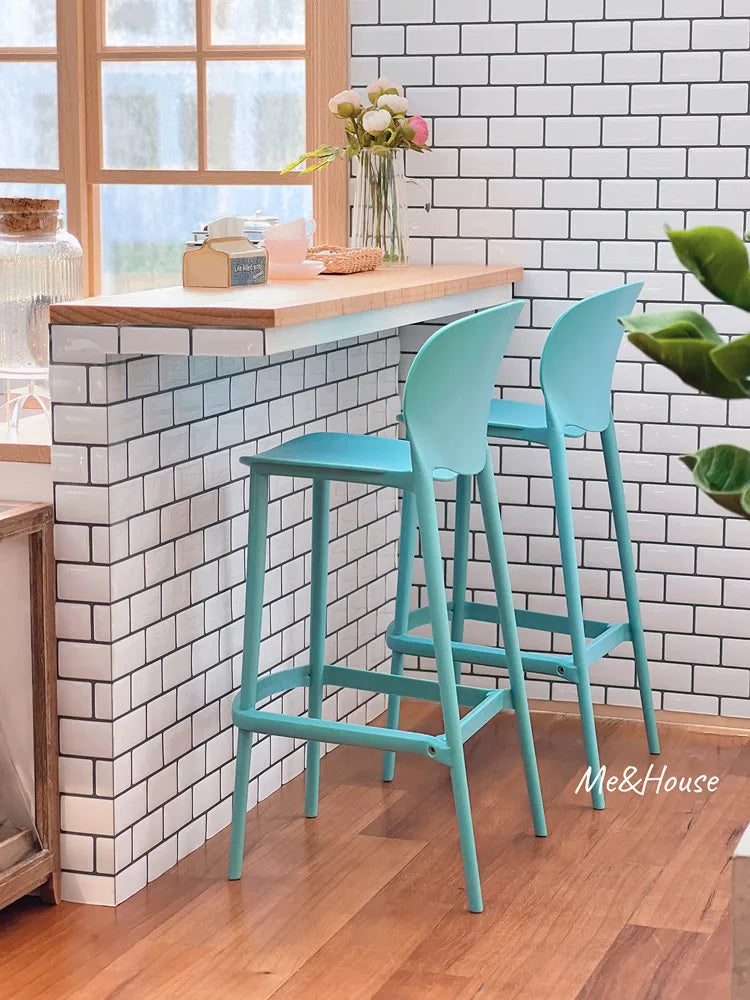 2pcs Mini Bar High Dining Chair Model 1/6 Kitchen Dollhouse Furniture Accessories OB11 BJD Lol Blyth GSC Dolls Miniatures Toys