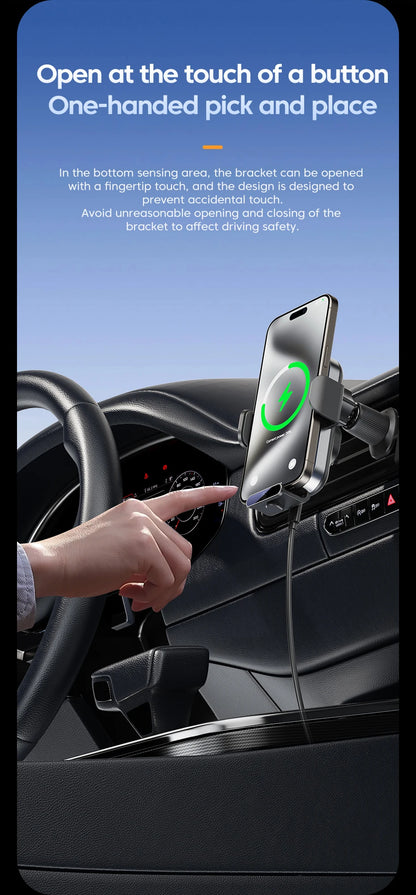 Universal Car Wireless Charging Mobile Phone Holder Air Outlet Mount Transparent Vehicle Navigation Bracket for Smartphones