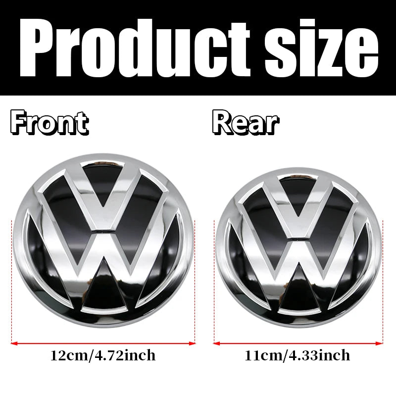 1Pc For Volkswagen Polo Car Emblem Logo With VW Polo 2014 2015 2016 2017 2018 Car Logo 122mm Front Bonnet Hood 110mm Rear Trunk