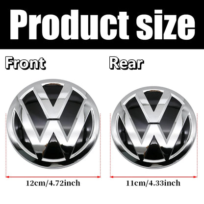 1Pc For Volkswagen Polo Car Emblem Logo With VW Polo 2014 2015 2016 2017 2018 Car Logo 122mm Front Bonnet Hood 110mm Rear Trunk