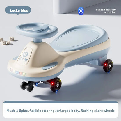 Kids Ride Toy Twisty Swing Car Silent Wheels Anti Tip Lights Music Unisex 1 13 Children's Wiggle Car Anti-rollover