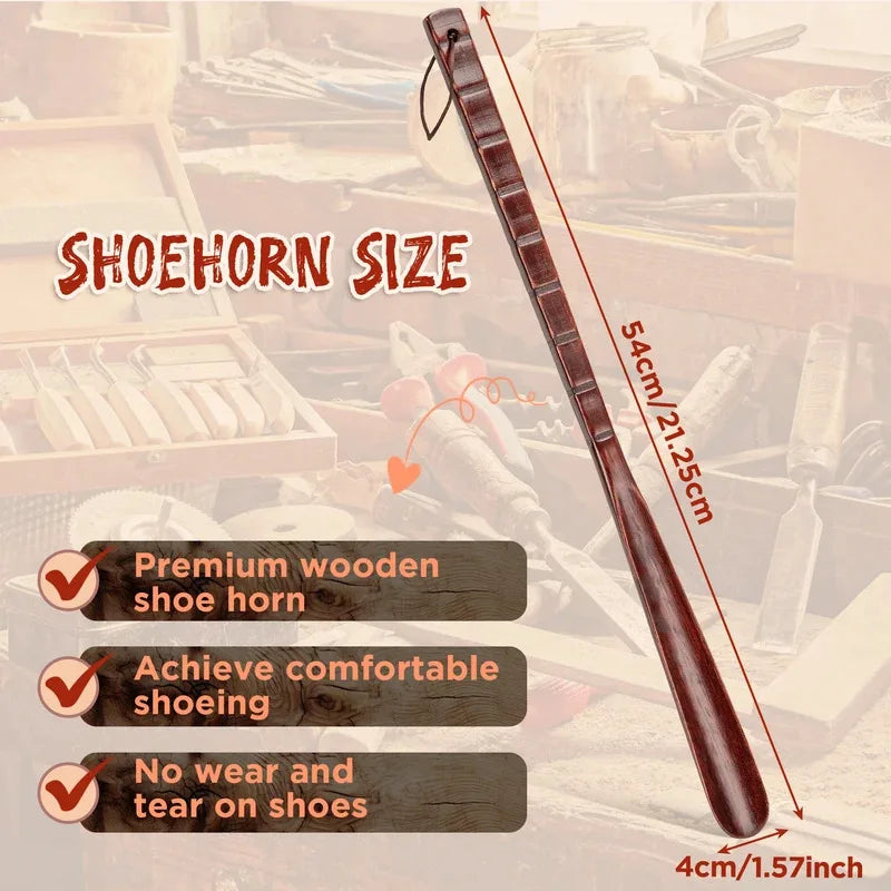 Long Handle Wooden Shoe Horn 55/70 CM Durable Flexible Shoe Lifter for Seniors Elderly People Shoe Spoon Home Tools Helper