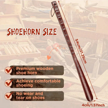 Long Handle Wooden Shoe Horn 55/70 CM Durable Flexible Shoe Lifter for Seniors Elderly People Shoe Spoon Home Tools Helper