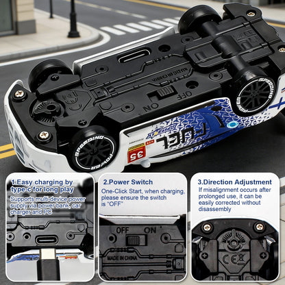 1/64 High Speed Drift RC Car with Light 2.4G 4WD Remote Control Car Mini Racing Model Cars Desktop Full Proportion Cars Gifts