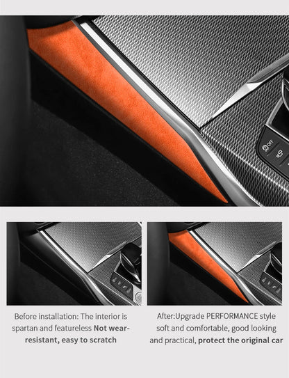 For BMW 2er Two-Door G42 3er i3 G20 G28 4er i4 G23 Center Console Side Trim Sticker Car Interior Accessories Made of Alcantara