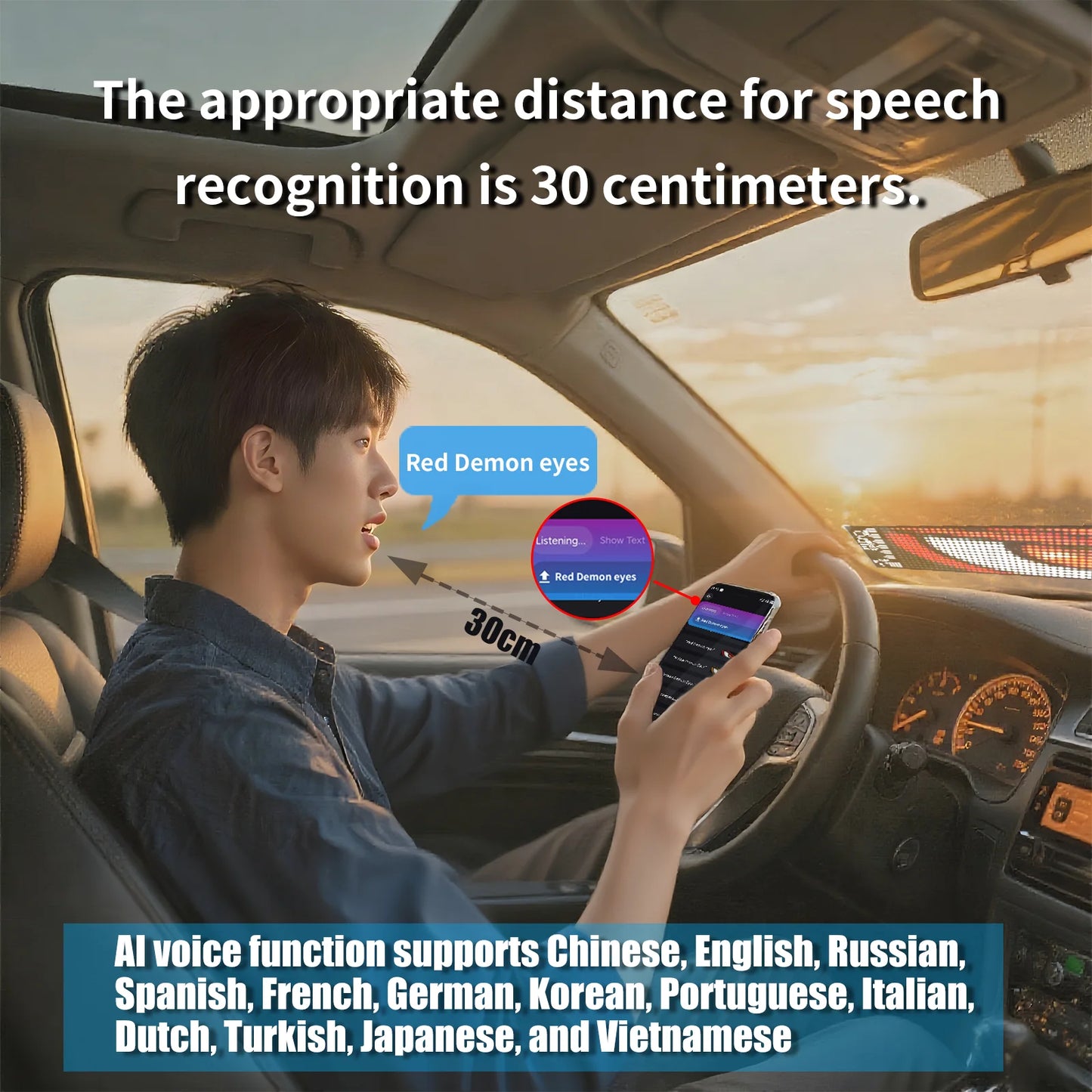 Large LED Truck Car Devil Eye Light With AI Voice Function APP Remote Control Custom Text Pattern Decoration Lighting 12V 24V