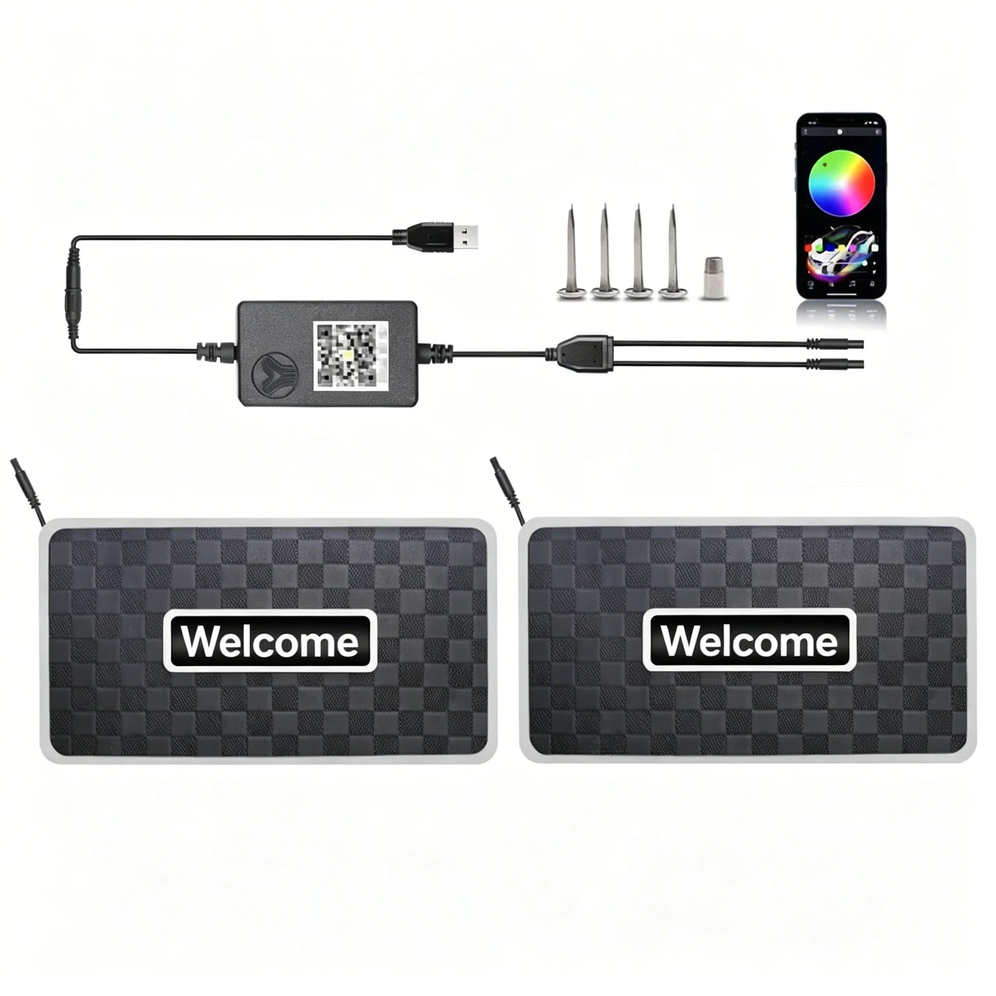 2/4 in 1 Car Floor Mat Ambient Light RGB LED Light App Control Customizable Interior Decorative Atmosphere Lamp Auto Accessories