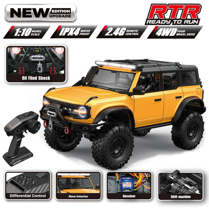1/10 RC Car 4WD RTR HB R1001 Horse Full Scale with LED 2.4G Electric Remote Control Rock Buggy Off-road Vehicle Toys Boys Gifts
