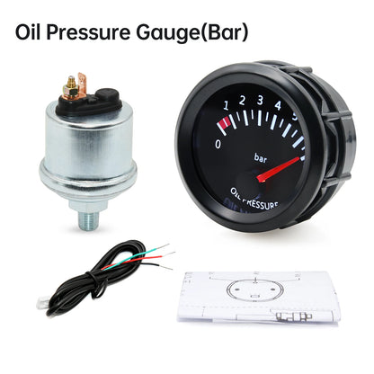 2'' 52mm Racing Car Indicator Water Temp Gauge Oil Temp Meter Voltmeter Oil Press Vacuum Boost Air Fuel Ratio EGT Instrument