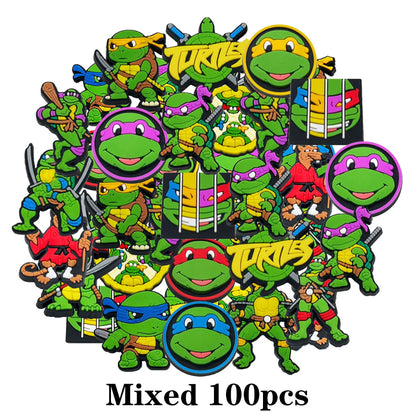 16-100PCS Green Cartoon Shoe Charms For Clogs Diy Shoe Decorations Accessories PVC Buckle Decorate Boy Birthday Party Gift