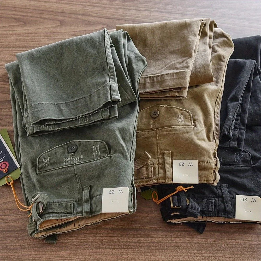 Men's Retro American Casual Pants Straight Leg Workwear Trousers Wear Resistant Outdoor Dirt Resistant Autumn Winter Heavy Duty