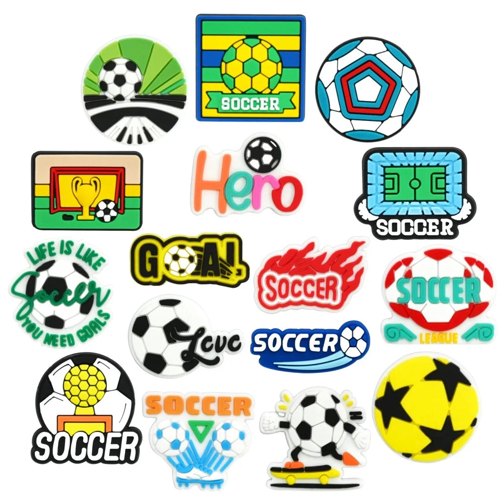 30/49Pcs Sports Ball Shoe Charms Soccer Clog Decorations for Adults PVC Accessories for Women Men