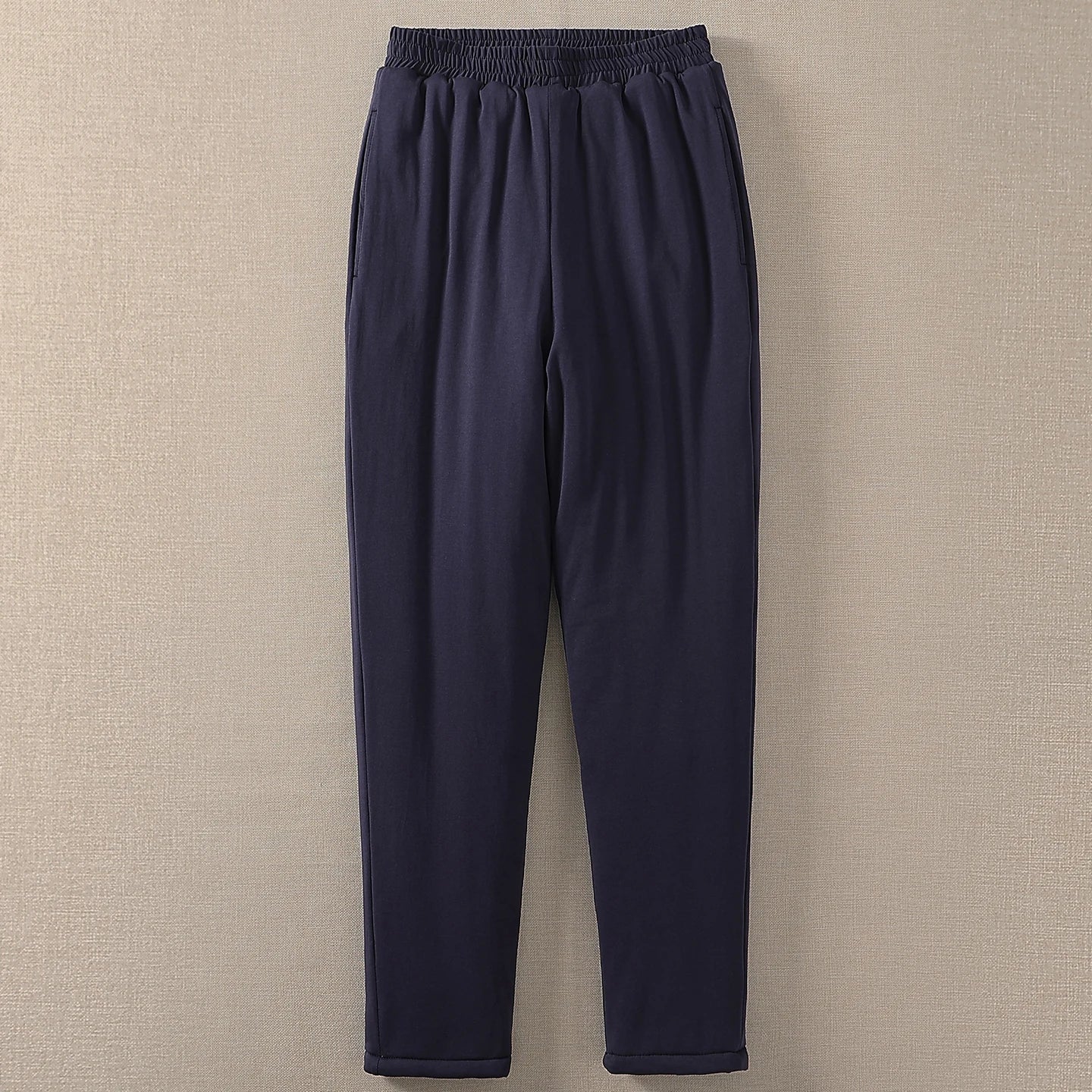Pure Cotton High Waist Thickened Long Pants Men Women Adult Autumn Winter Warm Underwear Fleece Lined Straight Leg Trousers