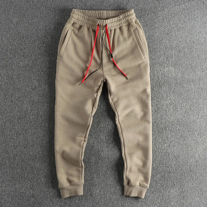 Autumn Winter New American Retro Thickened Velvet Sweatpants Men's Simple Washed Heavyweight Drawstring Sports Ankle-tied Pants