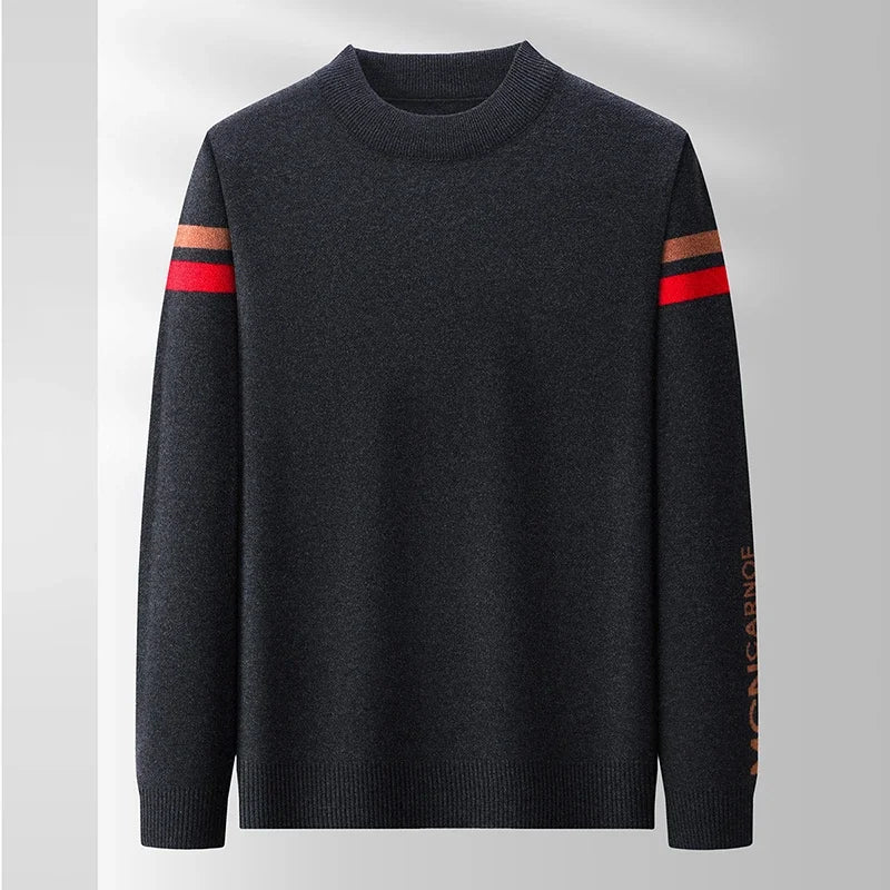 New Autumn and Winter Men's Casual and Fashionable Long Sleeved Round Neck Knitted Sweater Warm and Versatile Top