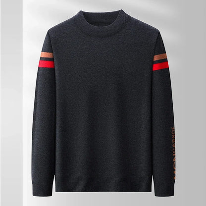 New Autumn and Winter Men's Casual and Fashionable Long Sleeved Round Neck Knitted Sweater Warm and Versatile Top