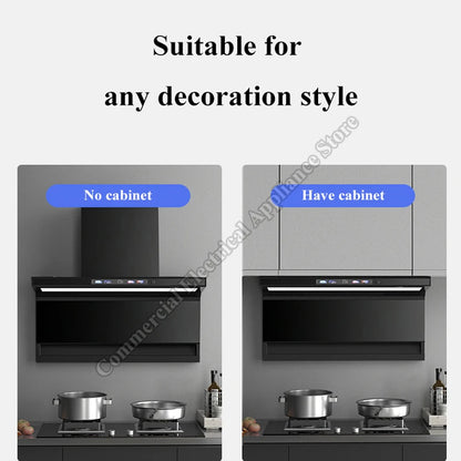 Range Hood With Voice and Waving Smart Control Low Noise Cookware Chimney Smart Sensor Kitchen Range Hood