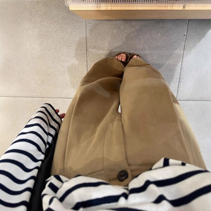 Khaki Wide Leg Pants Women's High Waist Loose Casual Straight Leg Trousers Spring 2026 Lazy Style Comfortable Slimming Effect