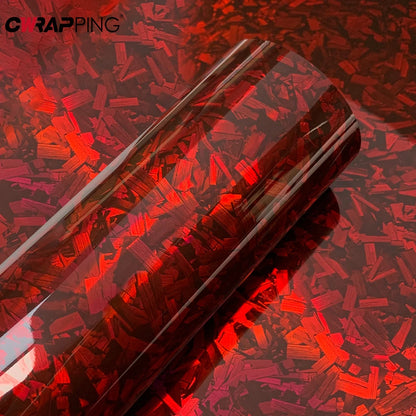 Car Decorating 145cmx300cm Tuning Auto Accessories Laser PET Forged Carbon Wrap Self-Adhesive Rainbow Red Carbon Fiber Vinyl