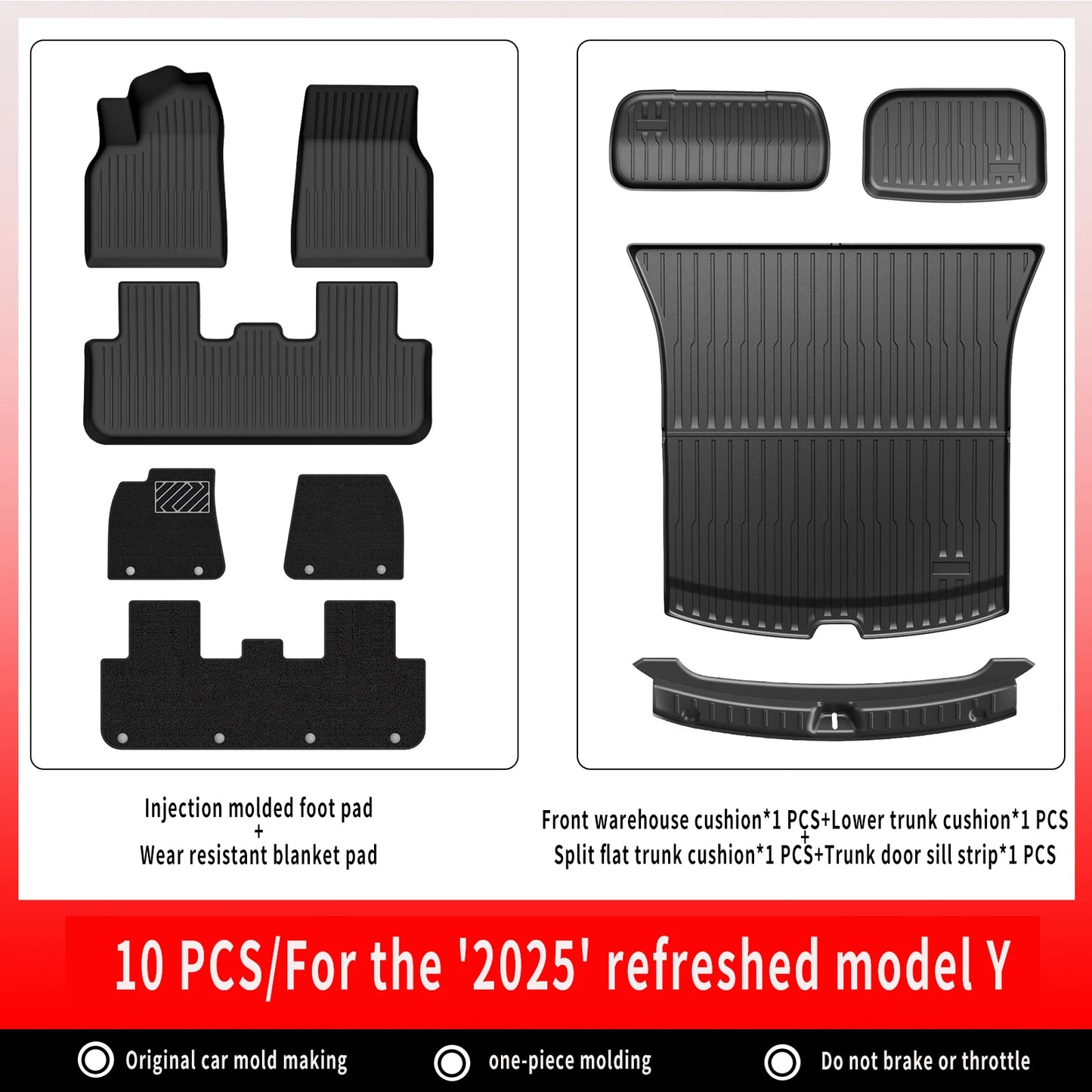 TPE Car Floor Mats For New Tesla Model Y 2025 Juniper Luggage Mat Set Waterproof Anti-slip Trunk Mats Floor Liner Backrest Mats