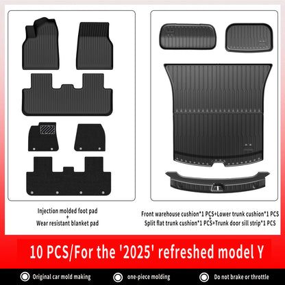TPE Car Floor Mats For New Tesla Model Y 2025 Juniper Luggage Mat Set Waterproof Anti-slip Trunk Mats Floor Liner Backrest Mats
