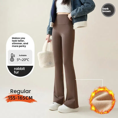 High Waist Flare Leggings Women Winter Fleece Lined Tummy Control Butt Lift Yoga Pants Stretchy Casual Bootcut Palazzo Trousers